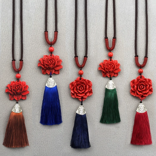 Ретро этнический свитер, ожерелье, аксессуар, этнический стиль, цвета киновари