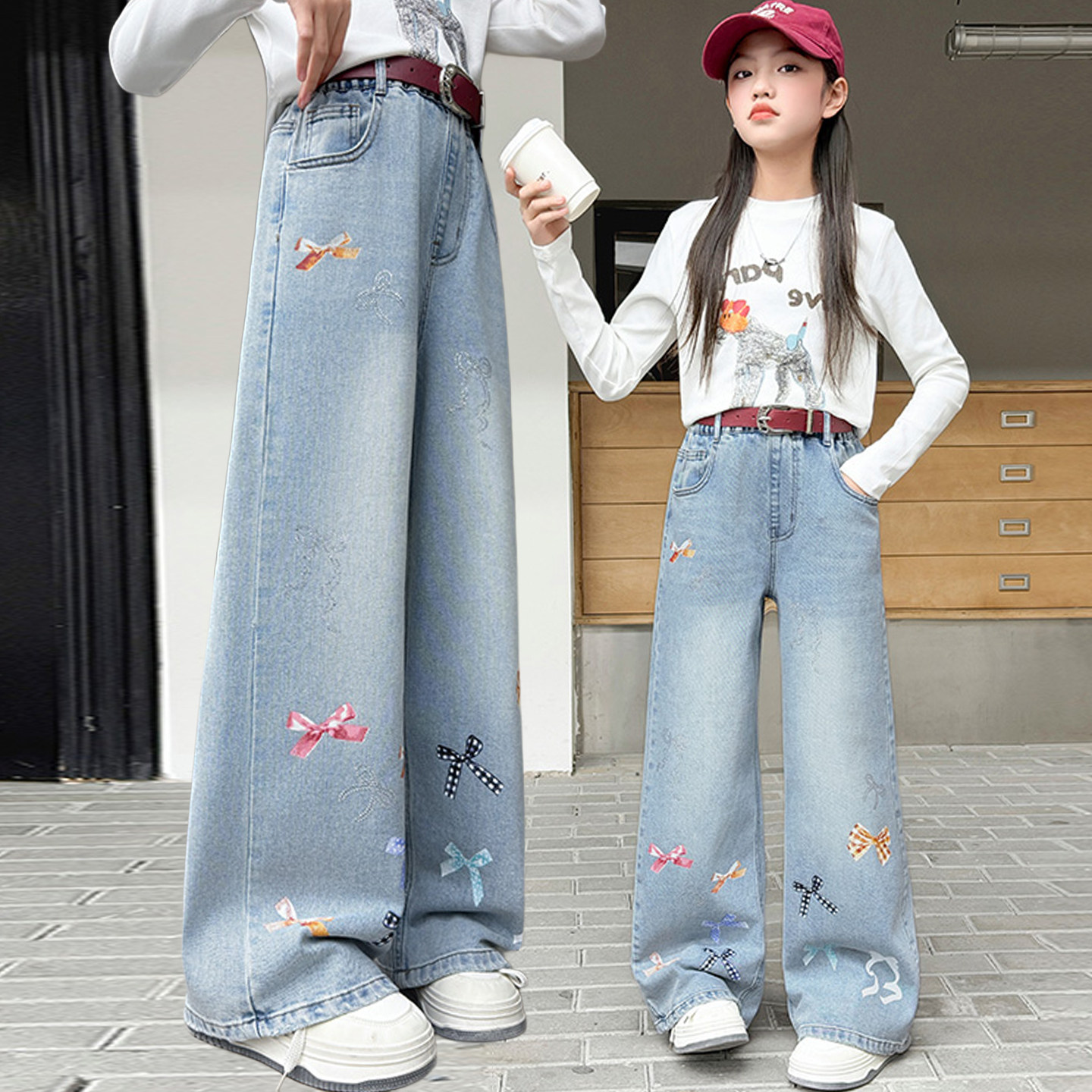 女童裤子春秋外穿2026新款中大童女孩春季宽松休闲直筒牛仔直筒裤,童装/婴儿装/亲子装,裤子,淘宝优惠券,粉丝福利购,淘宝优惠卷