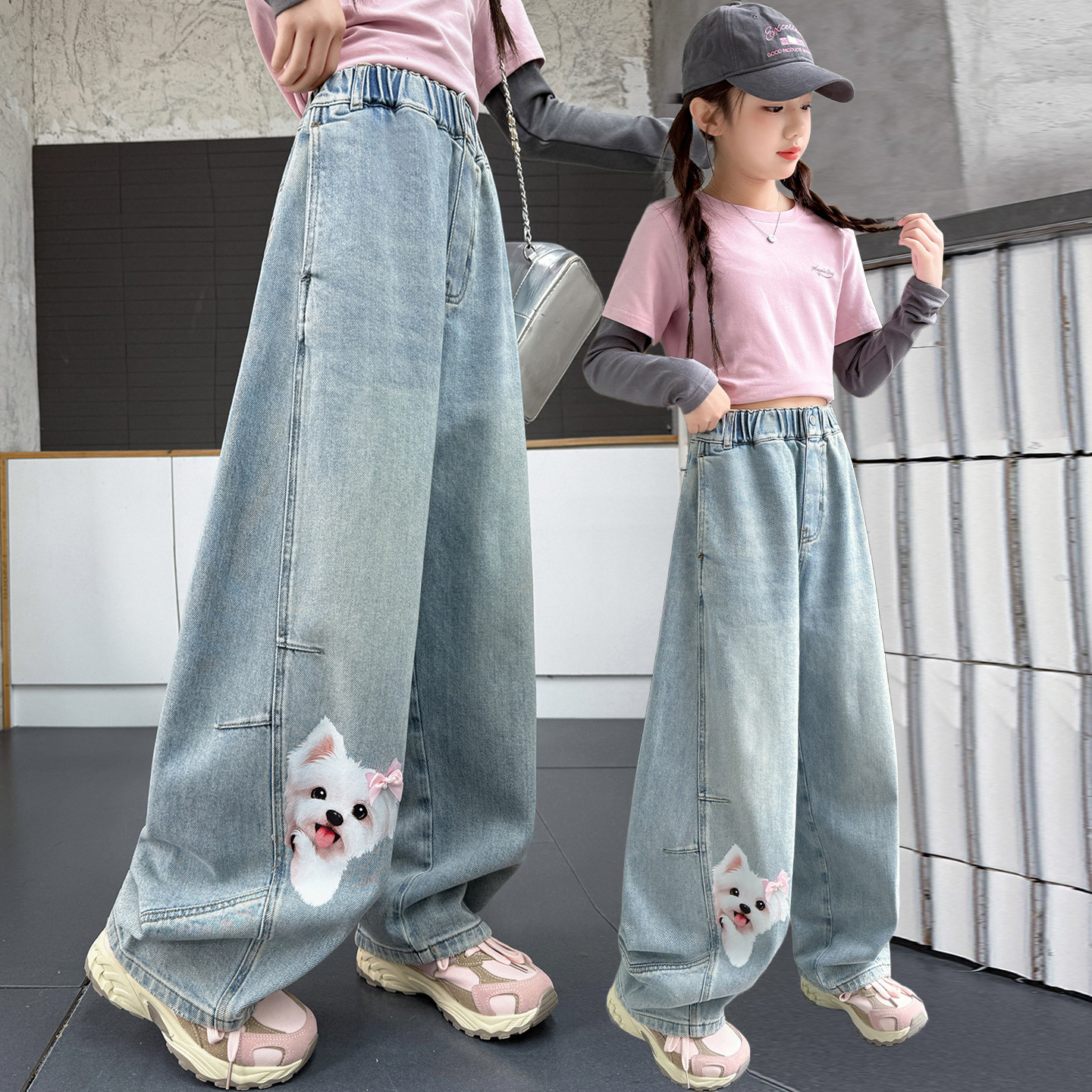 女童春秋裤子外穿2026新款中大童韩版宽松牛仔裤女孩春季牛仔裤潮