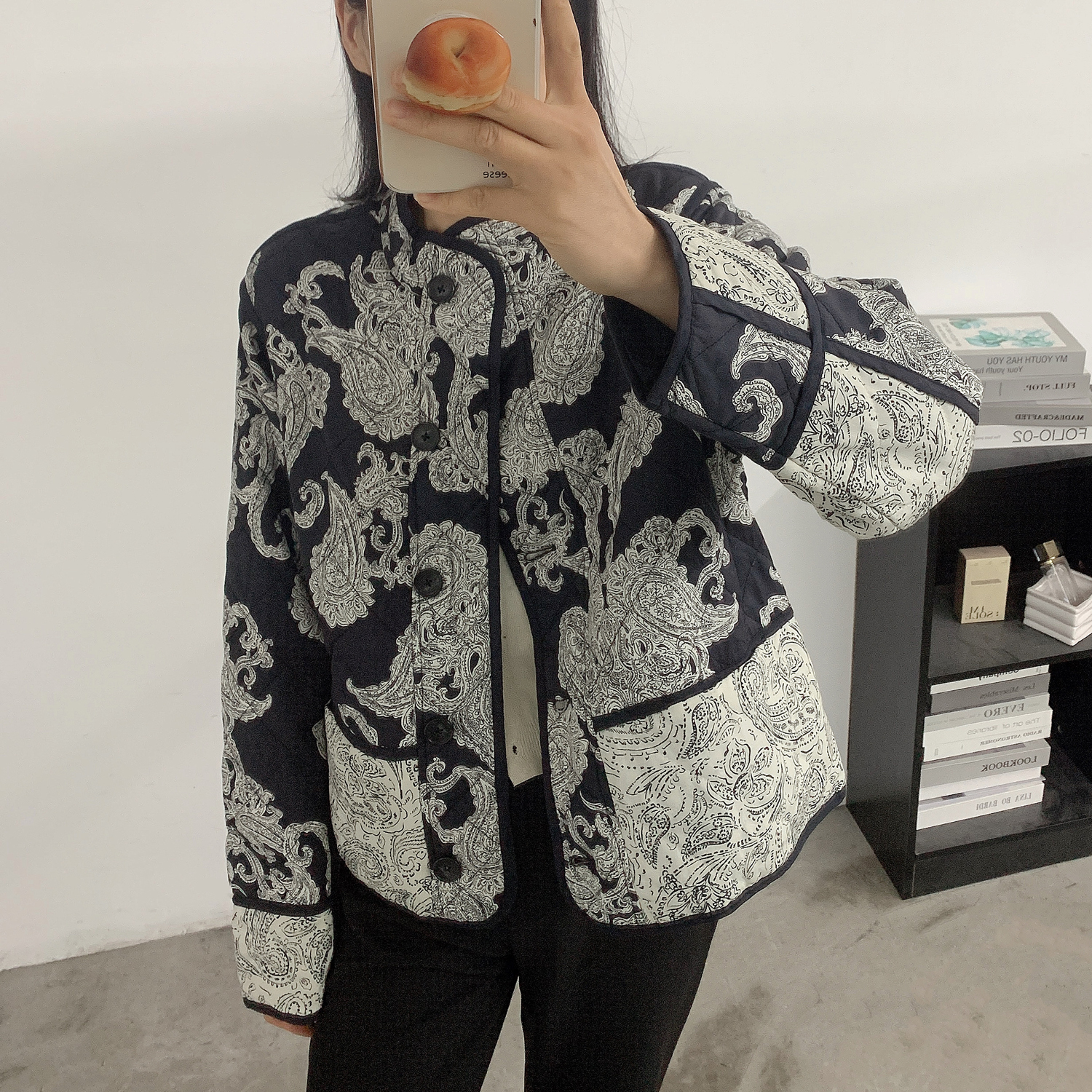 欧美短款宽松全棉印花薄款棉衣