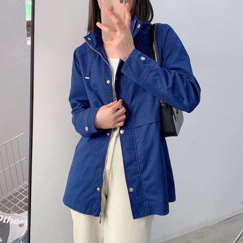 连帽中长款防风防雨风衣夹克