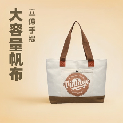 帆布包托特包硬挺立体手提包女士大容量单肩腋下包带拉链百搭