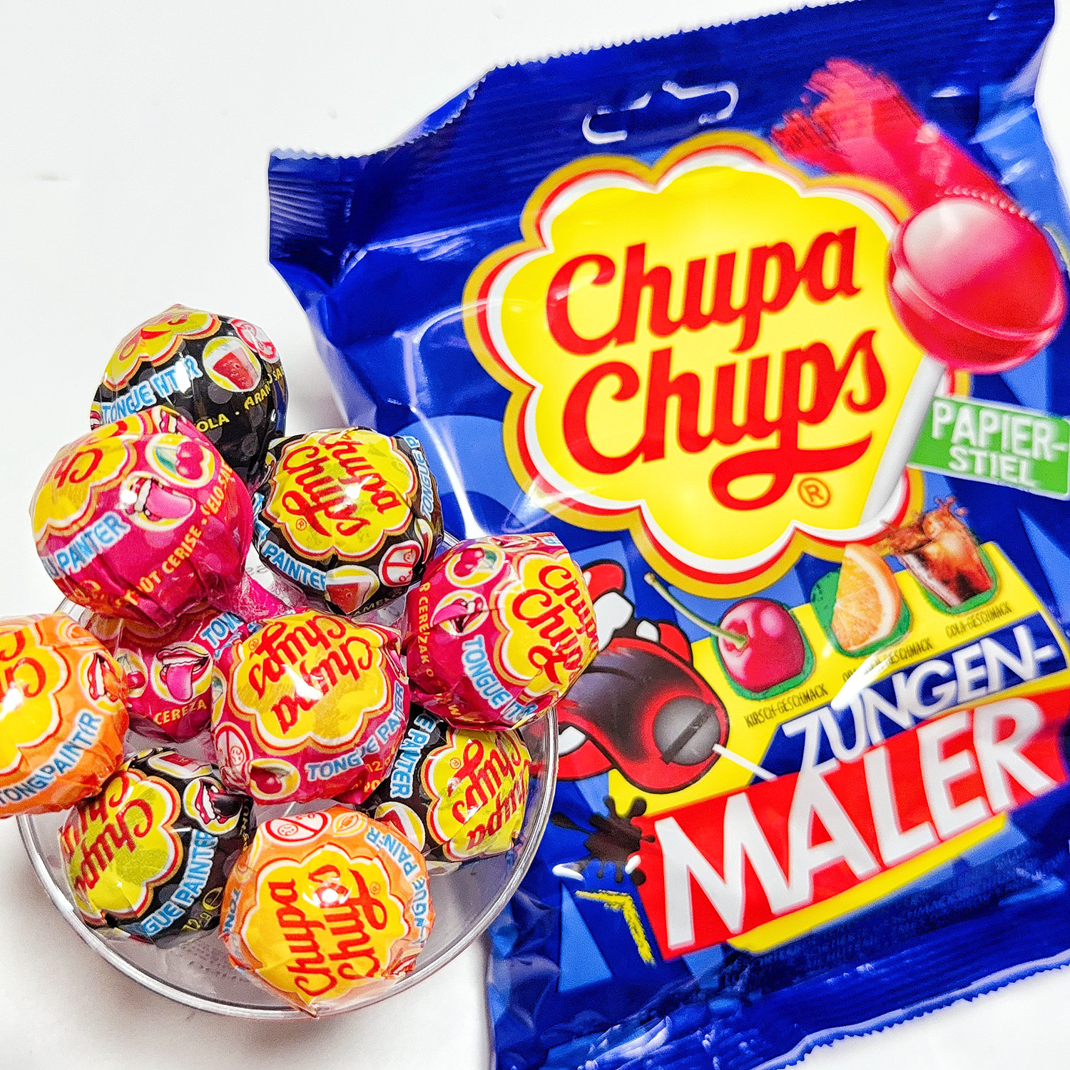 德国口香糖夹心棒棒糖樱桃味舌头染色水果味进口珍宝珠圣诞糖果