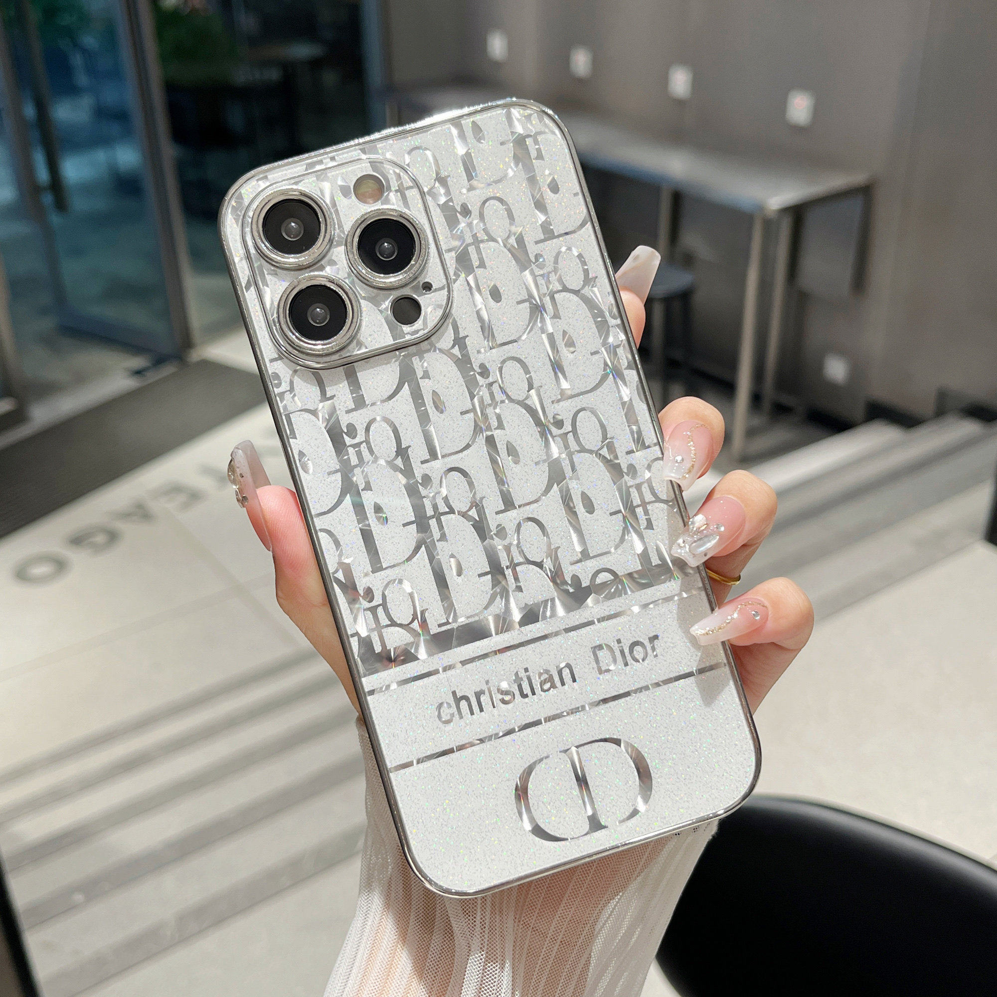D家奢华闪粉潮牌适用苹果15promax手机壳新款iPhone14保护壳13小众高级感12手机网红字母16promax防摔壳奢华