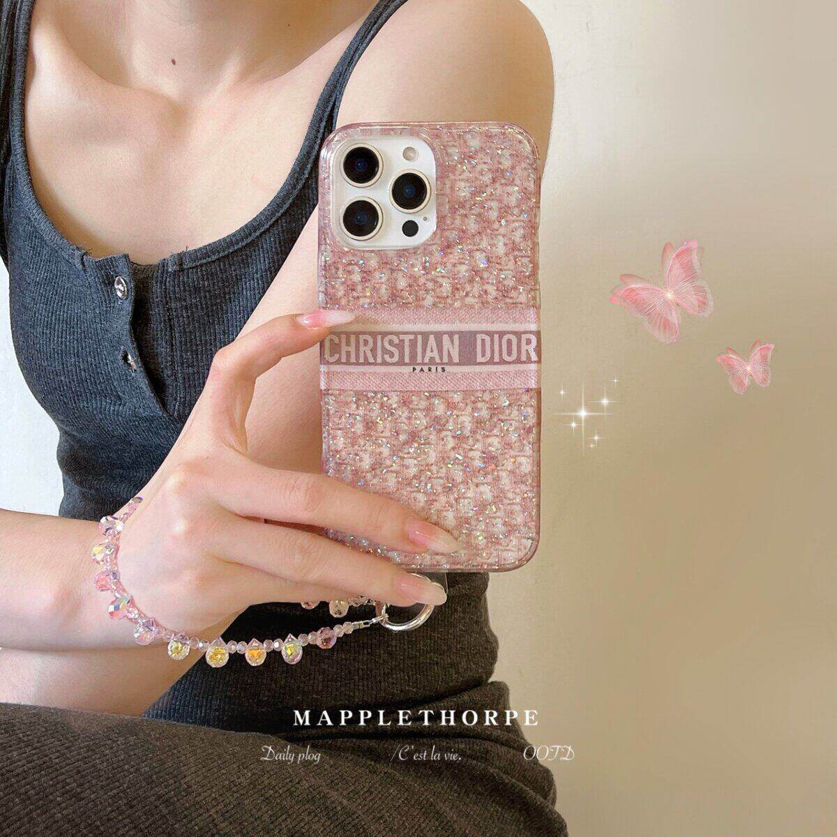 粉色大牌ins高级感适用iphone16promax手机壳15女神苹果16pro闪粉小众13个性创意15pro新款16女时尚17promax
