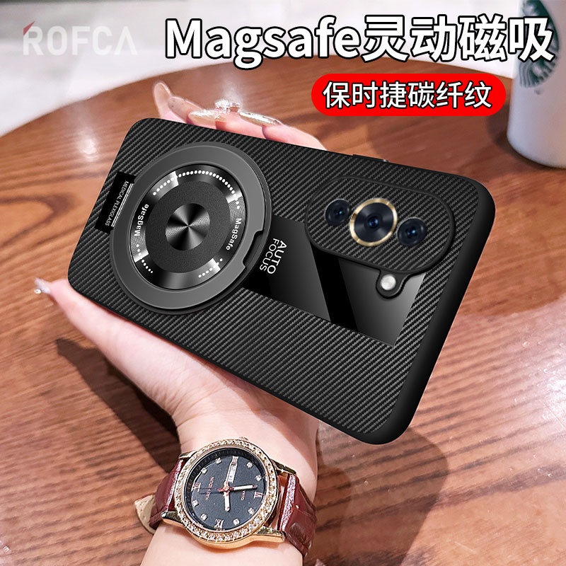 适用华为Nova10pro手机壳GLA-AL00新款360旋转磁吸支架碳纤维纹羊巴皮保护套磨砂全包软壳超薄潮流个性防摔潮