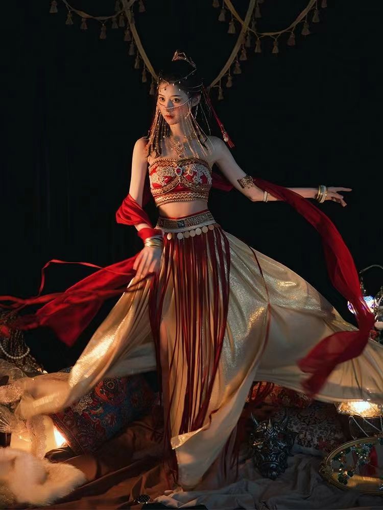 出租汉服女敦煌飞天舞蹈服超仙沙漠摄影写真公司团建晚会演出服租