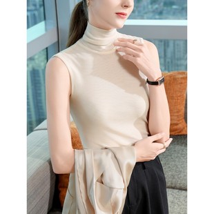 上衣女 气质高领网纱背心女夏外穿2025新款 坎肩内搭打底衫 修身 无袖