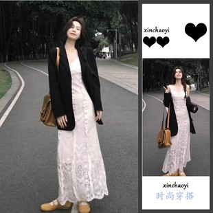西装 外套吊带连衣裙子女2025年新款 御姐开秋韩系气质穿搭一整套装