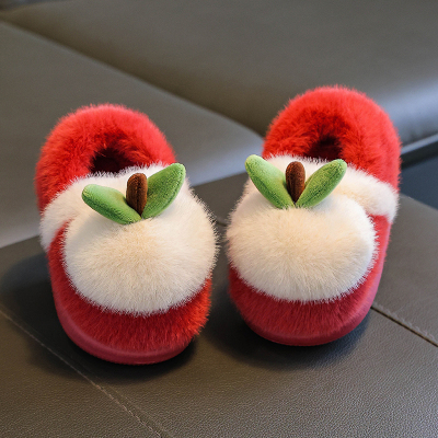 儿童棉鞋秋冬季男童女童室内家居防滑包跟毛绒小孩宝宝加绒棉拖鞋