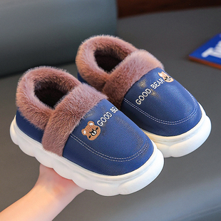 冬季包跟棉鞋儿童男童女孩防滑保暖防水宝宝毛毛鞋软底加绒棉拖鞋