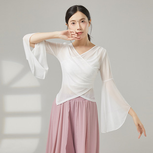 古典舞蹈服女成人新款飘逸仙气白色练功服上衣专业中国舞演出服装