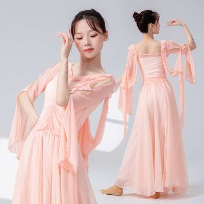 2025新款古典舞练功服女教师纱衣民族舞演出服上衣飘逸中国舞蹈服