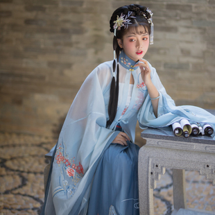 暮山溪【衣品汉】高端原创限量版明制立领长衫吊带绣花齐腰裙