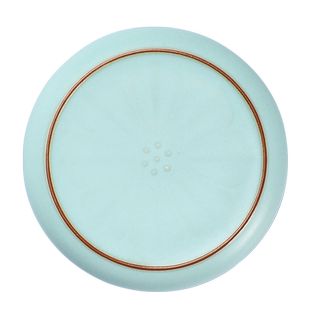 陶瓷汝窑天青盖置茶托茶道大全零配杯托圆形盖碗盖紫砂壶盖子