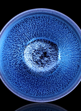 滋心堂 手工建阳建盏翁书杰蓝麒麟茶盏原矿天目盏主人杯对杯礼品