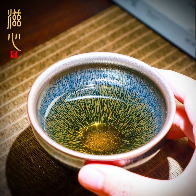 翁书杰大师兔毫原矿建盏功夫茶具品茗杯纯手工曜变天目盏主人杯