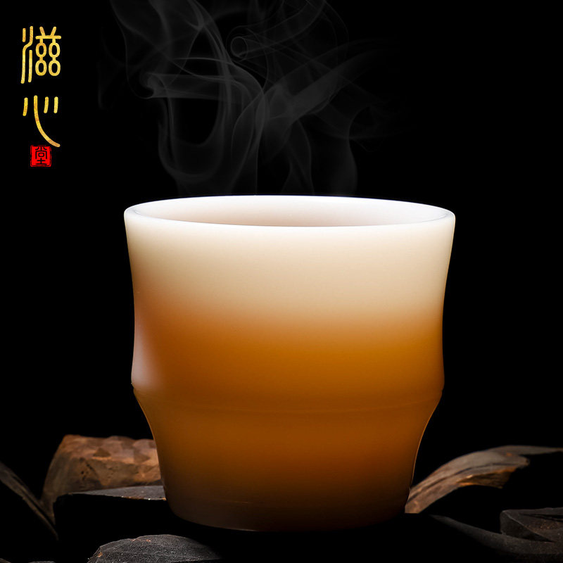 陈春发和田玉瓷高档轻奢主人杯功夫茶具茶杯德化羊脂玉茶盏单杯女
