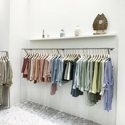 不锈钢服装店上墙展示架简约女装店衣服货架壁挂式童装挂衣架定制