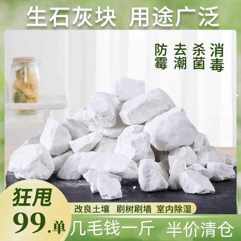 正宗生石灰块家用衣柜吸湿除防霉潮刷果树农业杀虫石灰粉干燥剂