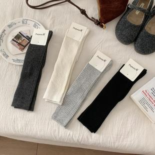 小腿袜女中筒袜韩东大门冬天日系网红ins潮学院风纯色膝盖袜羊毛