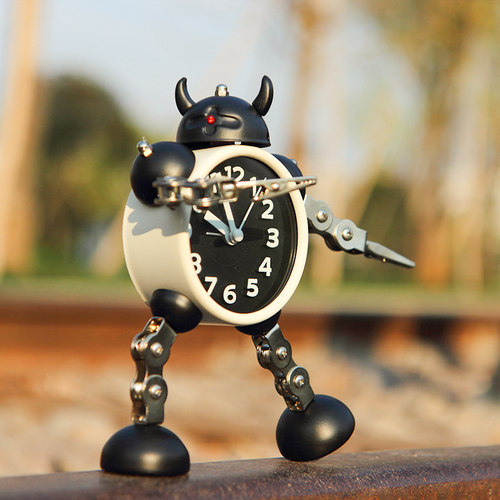创意可爱金属变形夜灯机器人闹钟