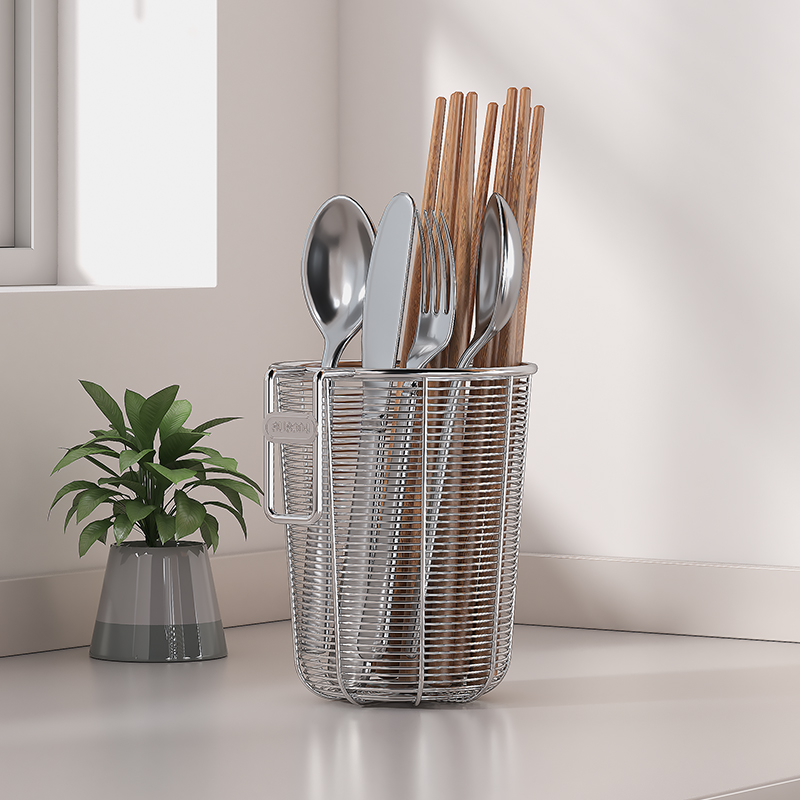 304不锈钢沥水收纳筷子筒