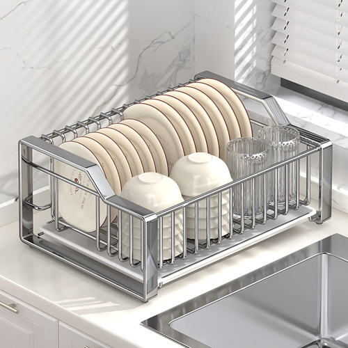 【实心304不锈钢】碗碟沥水架