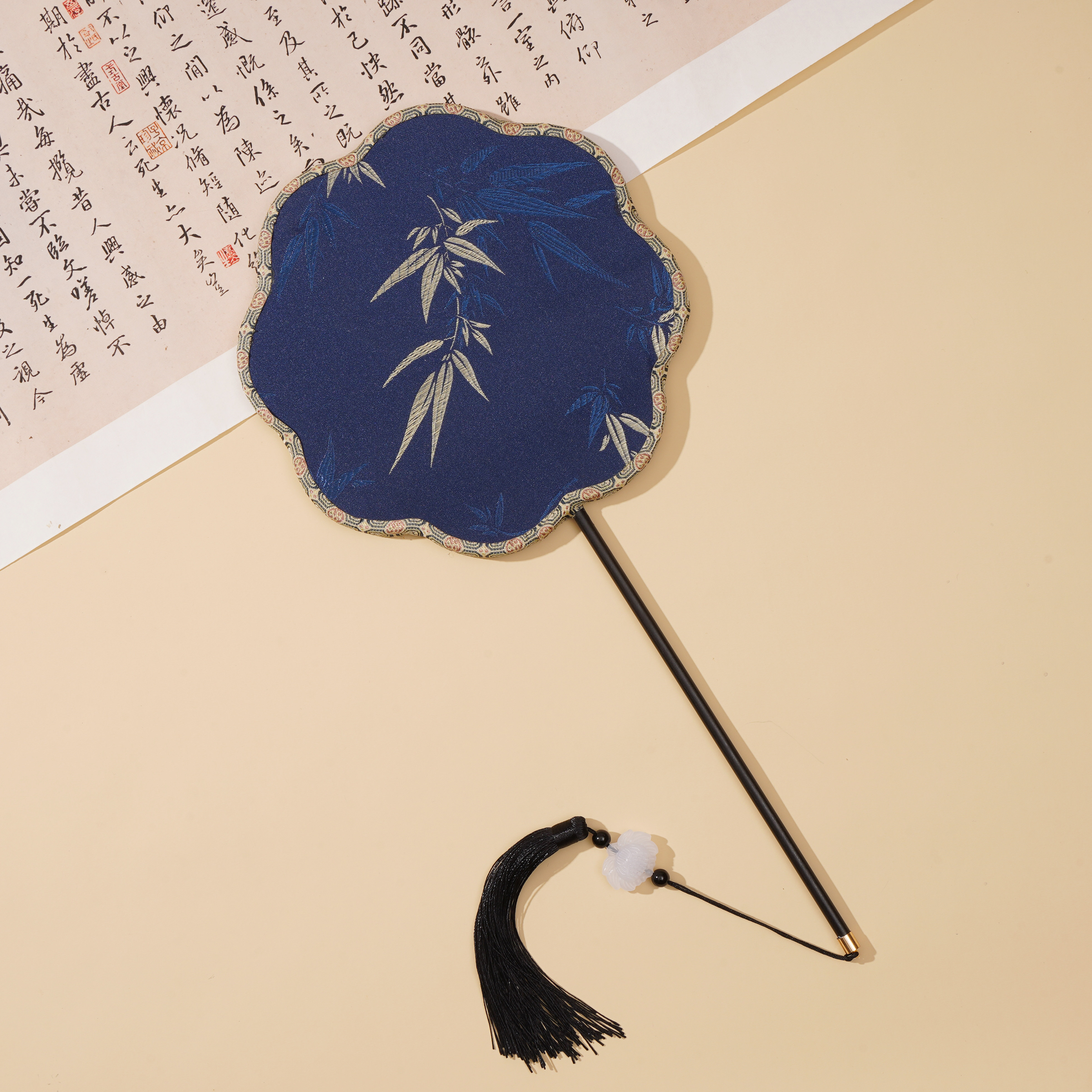 竹叶古风团扇竹子中国风圆扇