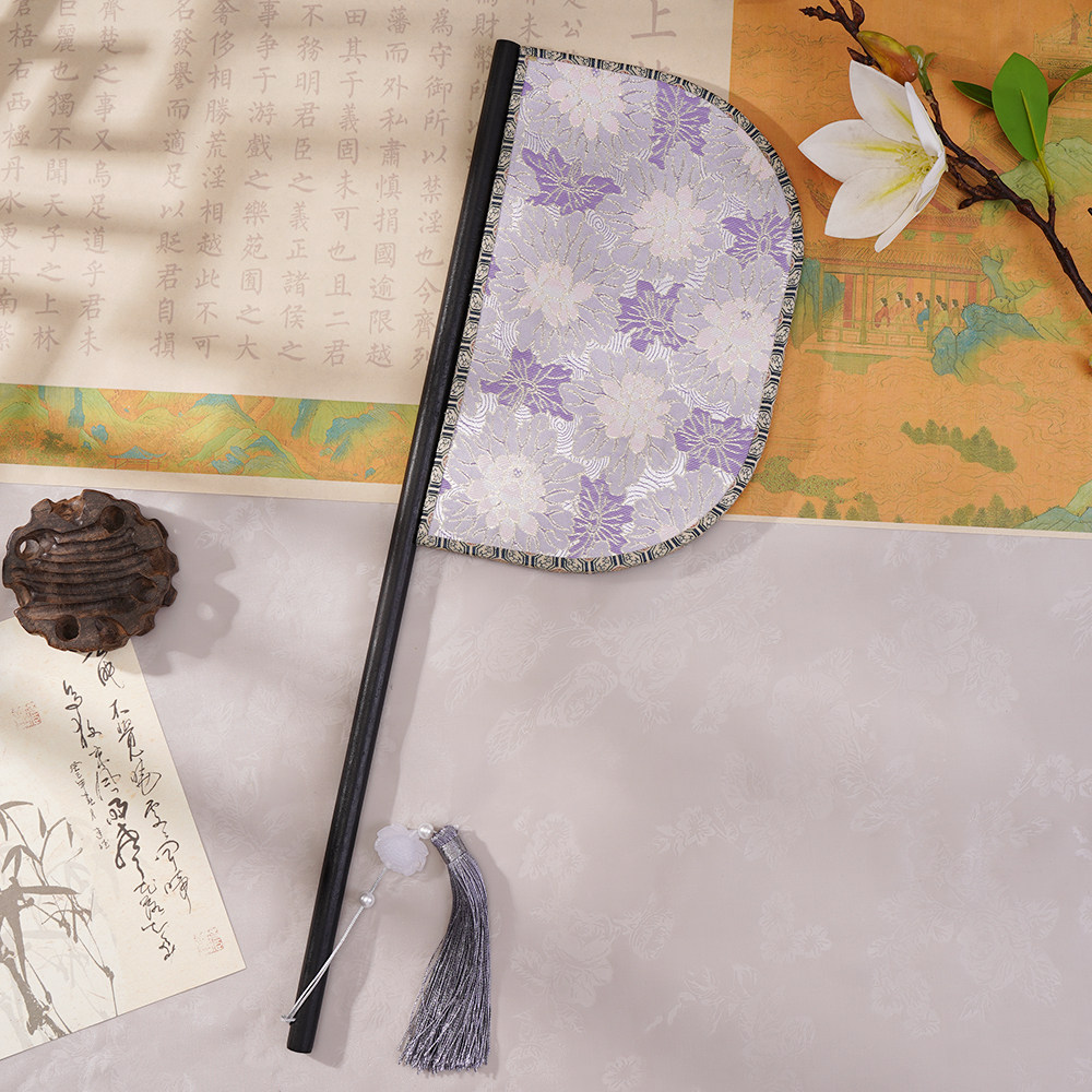 原创唐风莲花长柄汉服刀扇