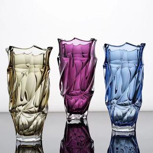 轻奢加厚水晶玻璃花瓶摆件高档奢华餐桌客厅水养鲜花百合玫瑰插花