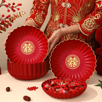 果盘喜糖盘结婚礼专用红色喜盘子