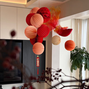 2026新年红色灯笼串挂饰马年装饰卧室客厅挂件春节过年味氛围布置