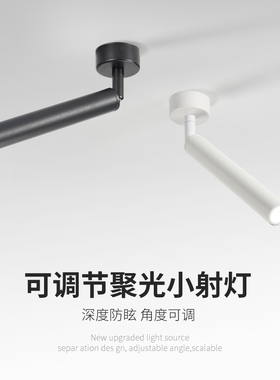 聚光明装可调角度单个小射灯led家用吸顶式轨道灯背景墙餐厅射灯