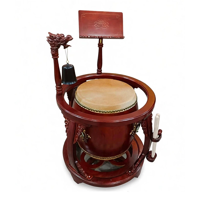 毛皮鼓白皮鼓寺院鼓圆形鼓架帝钟鼓全套佛鼓大鼓寺庙法器台湾工艺
