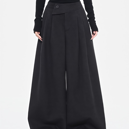 原SUN11 STUDIO美式西装裤女秋季高腰百搭宽松阔腿显瘦拖地裤裤子