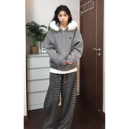 原SUN11 STUDIO辣妹领毛呢外套女秋季2025新款慵懒感多巴胺卫衣潮