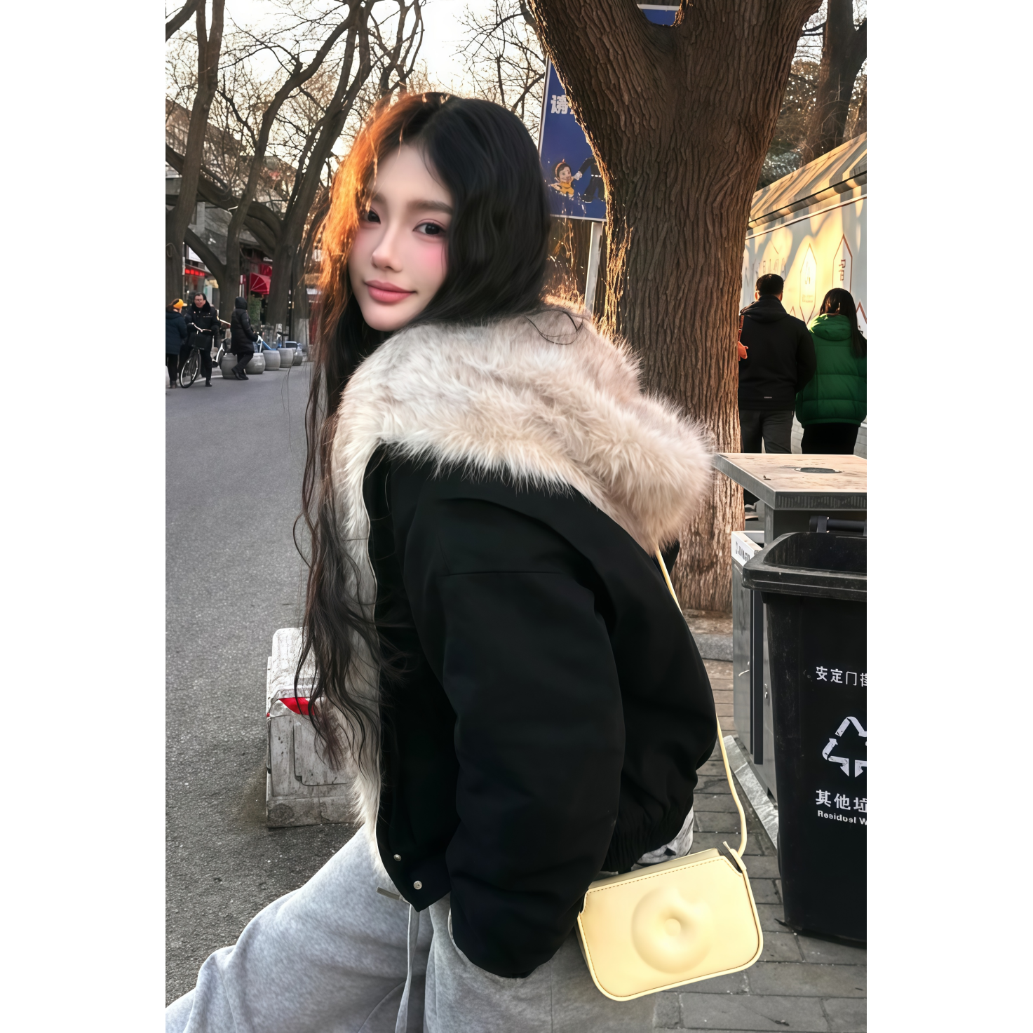 美式复古毛领连帽棉服女冬季2025新款高级感保暖宽松百搭外套上衣