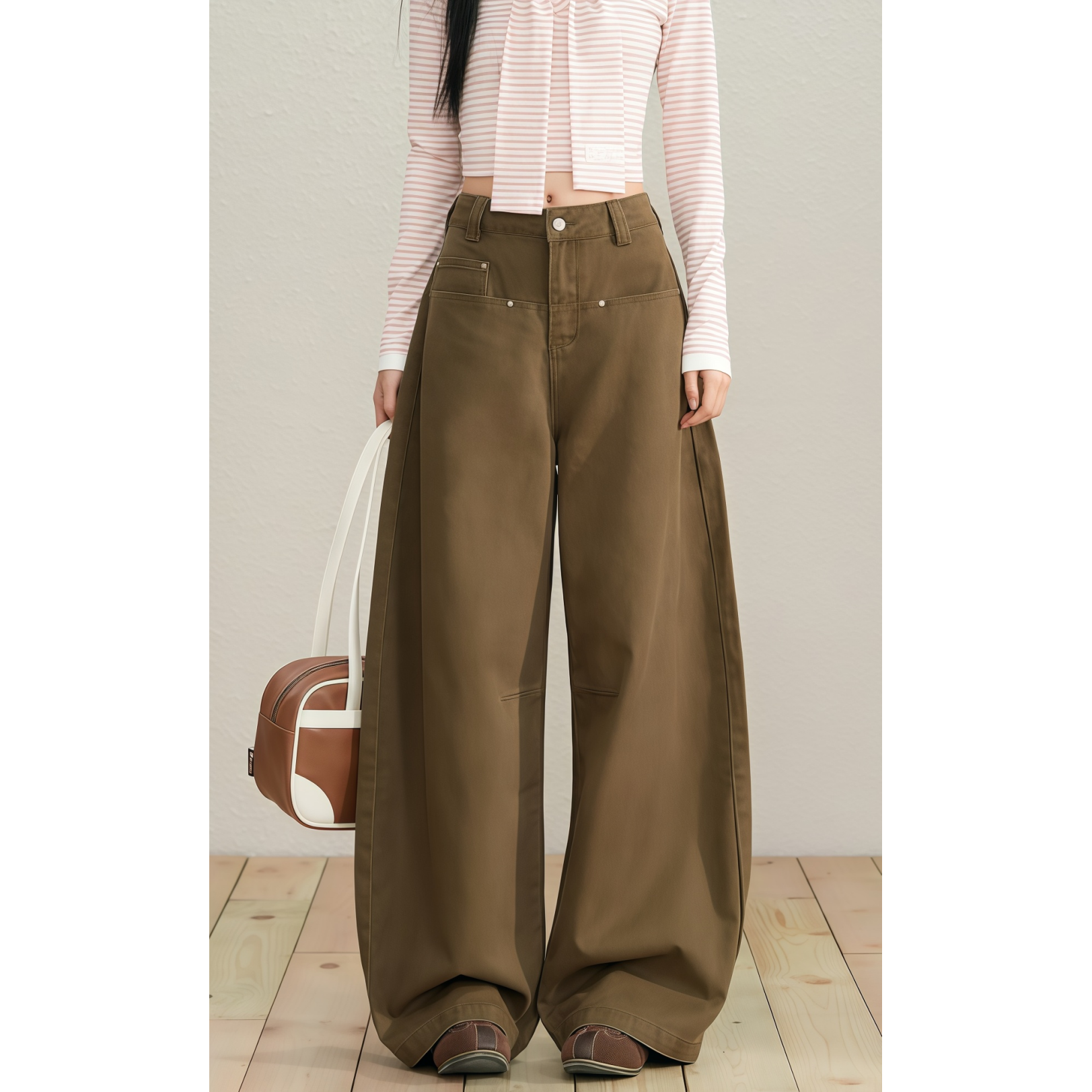 美式复古阔腿牛仔裤女秋冬2025新款慵懒风宽松显瘦多巴胺弯刀裤子