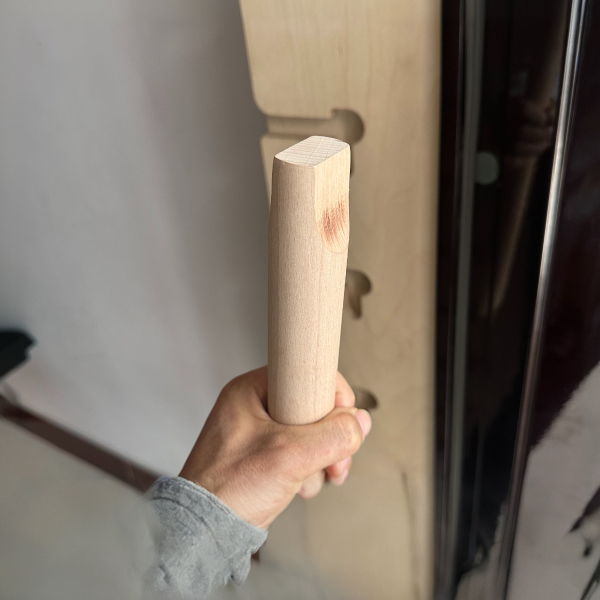 榉木横杆定制单杠挂衣杆圆形椭圆形门框健身架儿童成人横杆加工
