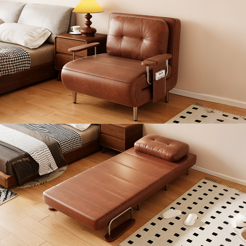 申亚折叠床家用可折叠多功能客厅卧室油蜡皮单人两用沙发床陪护床