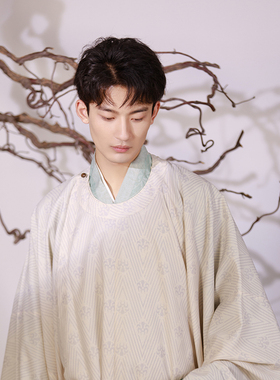 镜水桐光|陆焰|宋制印花圆领䙆袍大放量男女情侣汉服赵伯澐复原