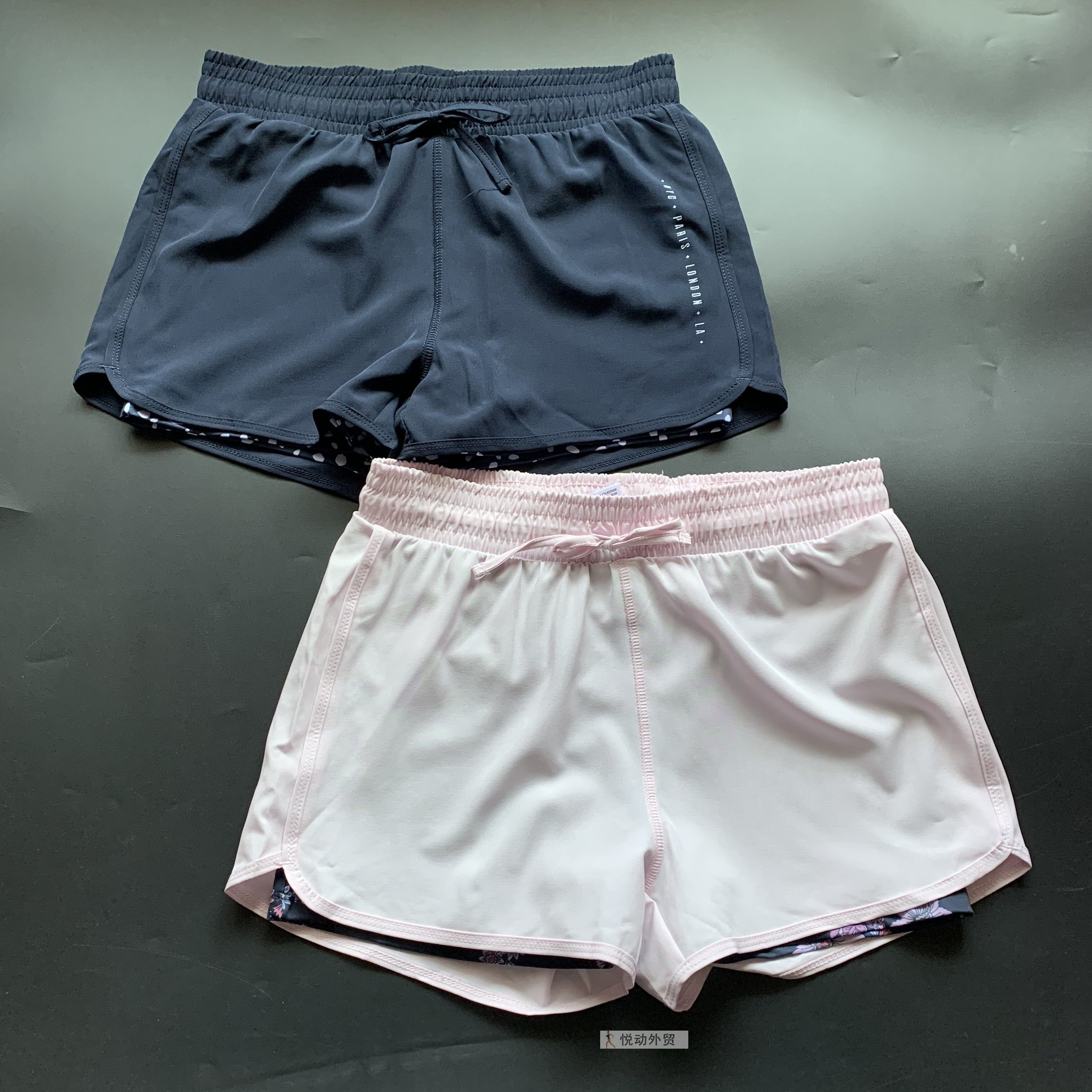 运动短裤女夏季双层防走光假两件短裤训练健身热裤速干透气跑步裤