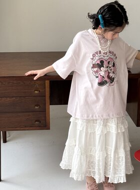 春夏女童韩版卡通字母短袖上衣