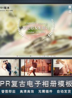 PRcs6模板婚纱复古电子相册模板婚纱婚庆影楼相册制作LED大屏素材
