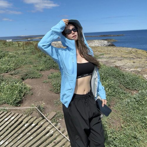 NINASTUDIO 【惠斯勒蓝】hoody 薄绒内里 专业压胶工艺软壳冲锋衣