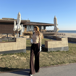 NINASTUDIO  【热可可】 加绒款 阔腿牛仔裤