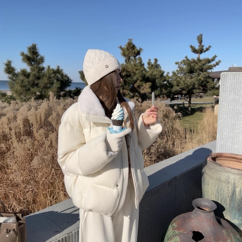 NINASTUDIO  【LP老钱静奢】水貂毛领 羊绒针织鹅绒服 羽绒服外套