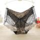 性感透明蕾丝面料拼牛奶丝中高腰女士无痕四角裤 大码 女 豹纹内裤