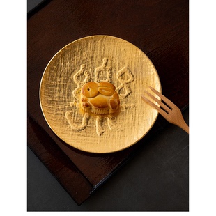 现货日本进口有田烧陶瓷手绘复古金银彩喜乐6寸皿盘子家用菜盘